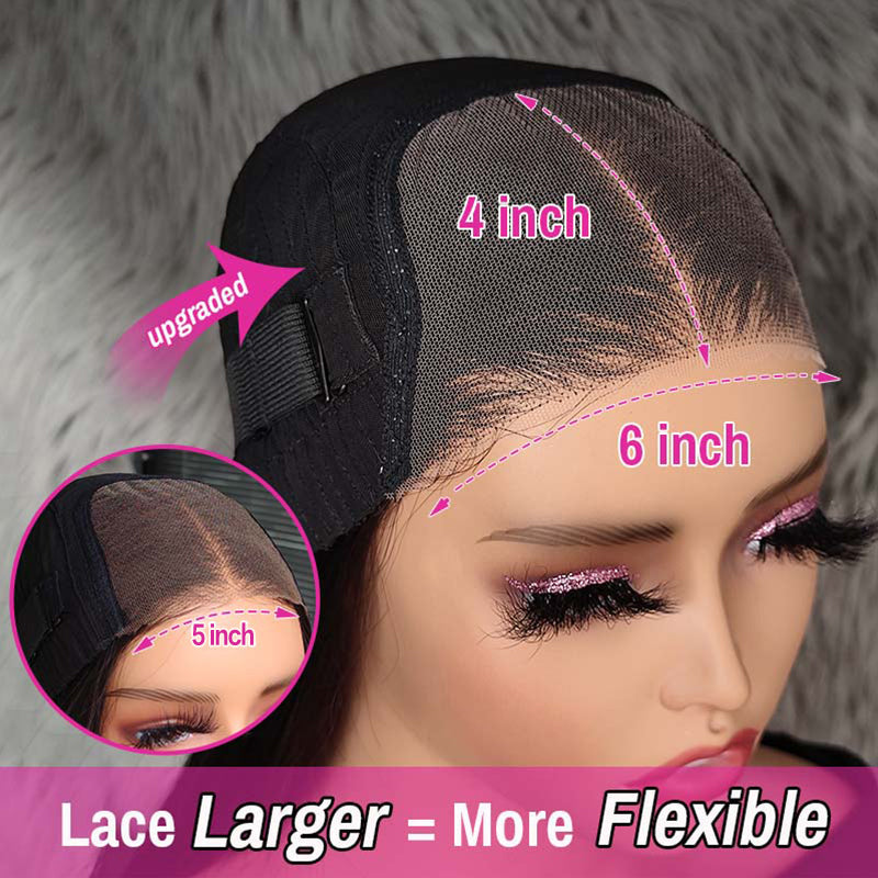 Wesface 16-30 Inch Kinky Straight Pre-Cut Glueless Wig 5x5/4x6 HD Lace Closure Wig Natural Black Human Virgin Hair