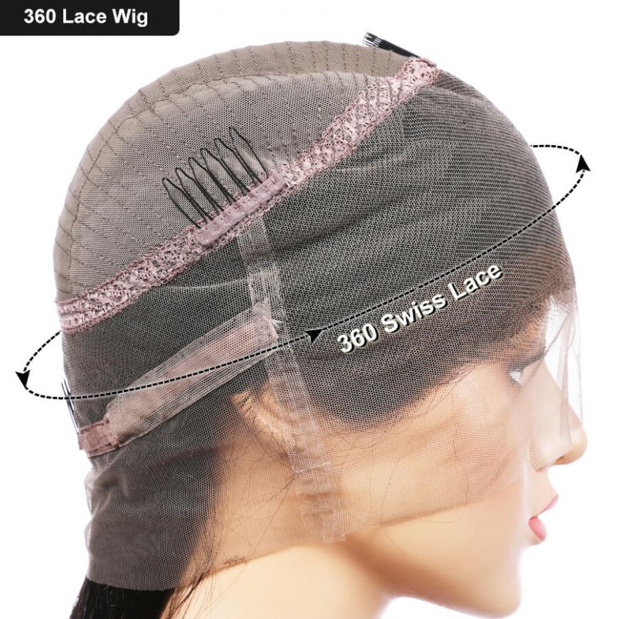 Wesface Loose Deep Wave 360 Lace Frontal Wig Natural Black Human Virgin Hair Wig