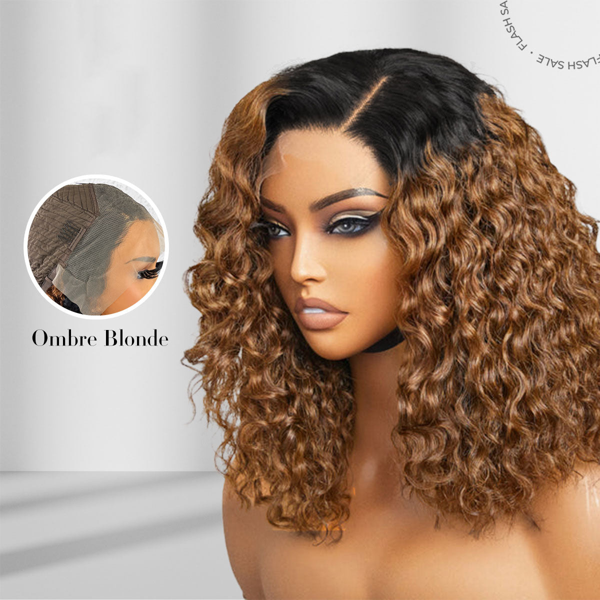 Wesface Curly Wigs 1B/33 Ombre Black With Brown Color 13x4 Lace Front Human Hair Wigs