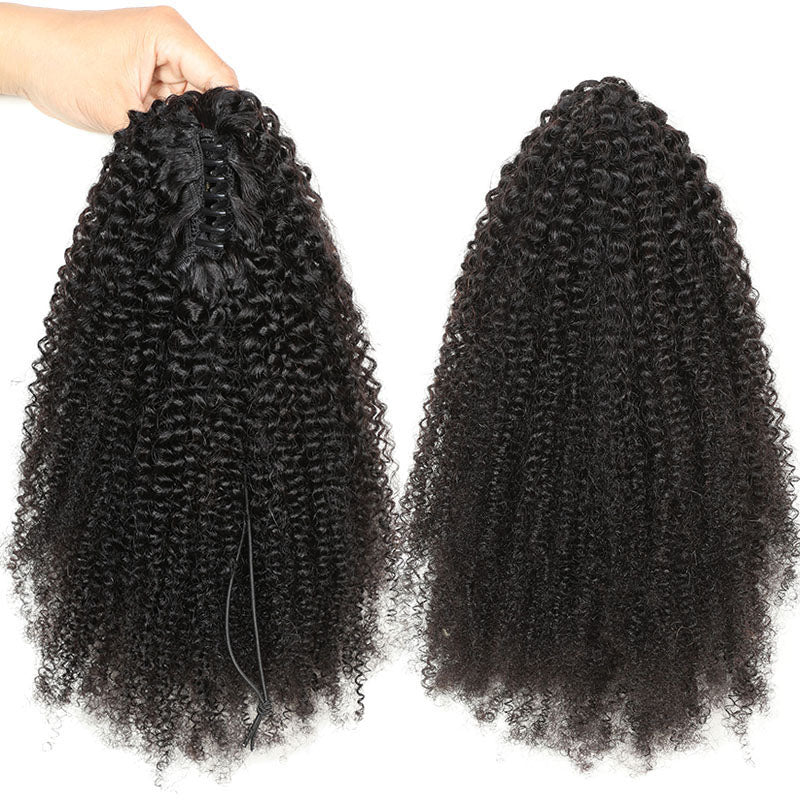 Wesface Hair 16-40 Inch Curly Ponytail Human Hair Natural Black