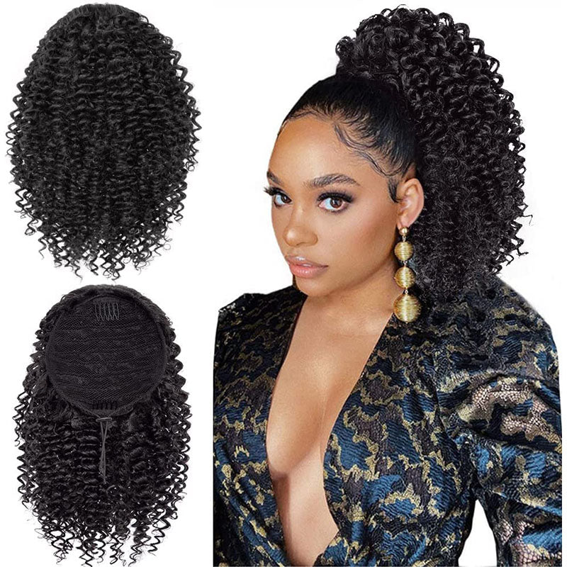Wesface Hair 16-40 Inch Curly Ponytail Human Hair Natural Black