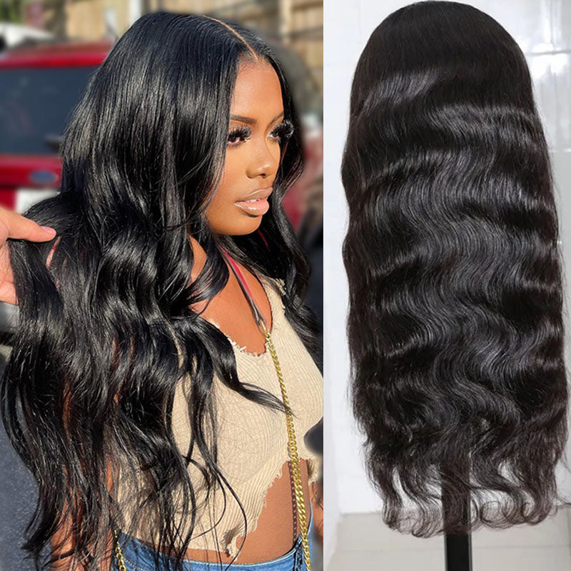 Wesface Body Wave 4x4 Lace Closure Wig Natural Black Human Hair Wig