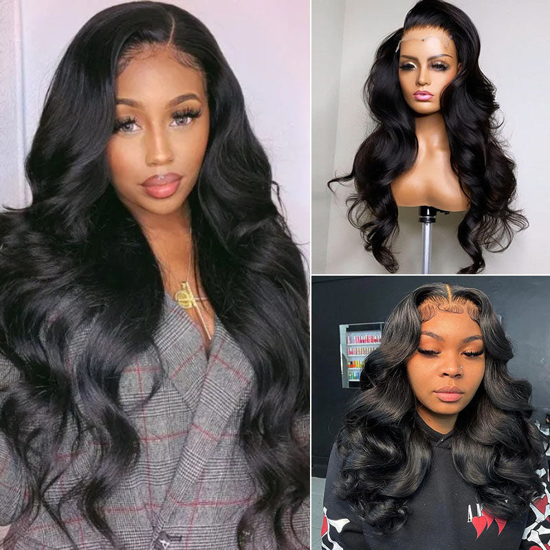 Wesface Body Wave 4x4 Lace Closure Wig Natural Black Human Hair Wig