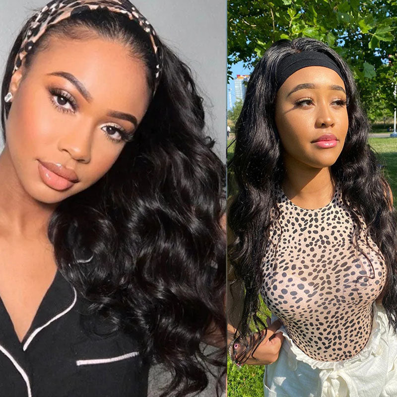Wesface Body Wave Headband Wig Natural Black Human Hair Wig