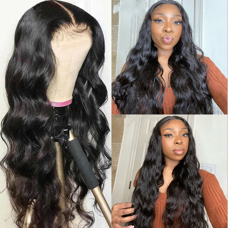 Wesface Body Wave T Part Wig Natural Black Human Hair Wig 180% Density