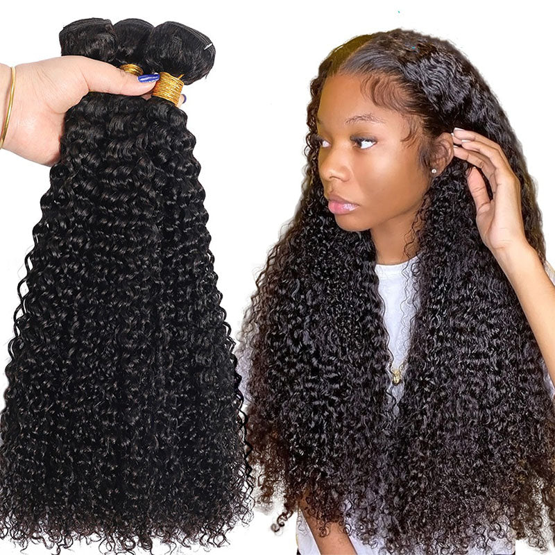 Wesface Curly 3 Pcs Bundles Natural Black Human Virgin Hair