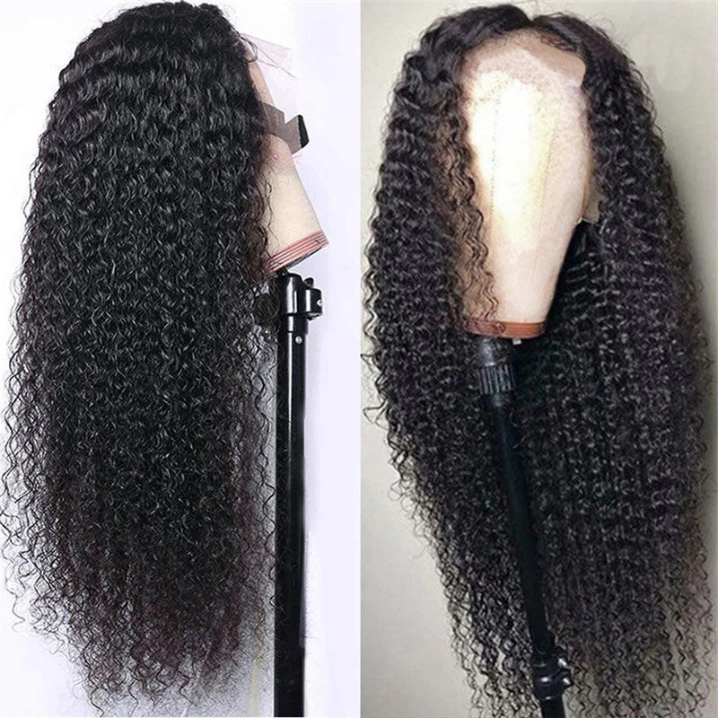 Wesface Curly 360 Lace Frontal Wig Natural Black Human Hair Wig
