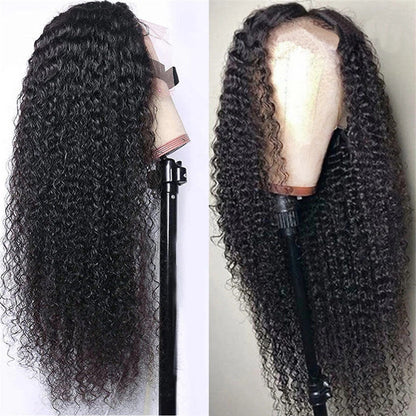 Wesface Curly 360 Lace Frontal Wig Natural Black Human Hair Wig