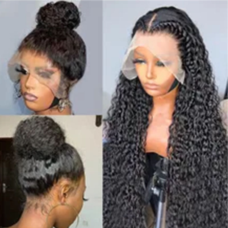 Wesface Curly 360 Lace Frontal Wig Natural Black Human Hair Wig