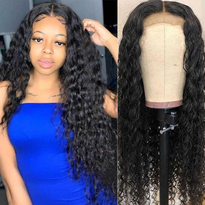 Wesface Curly 4x4 Lace Closure Wig Natural Black Human Hair Wig