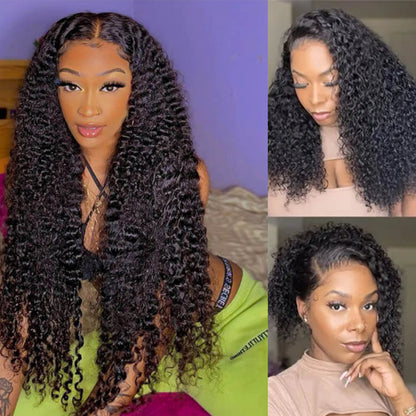 Wesface Curly 5x5 Lace Closure Wig Natural Black Human Hair Wig