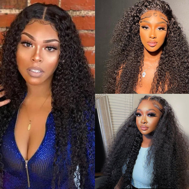 Wesface Curly 5x5 Lace Closure Wig Natural Black Human Hair Wig