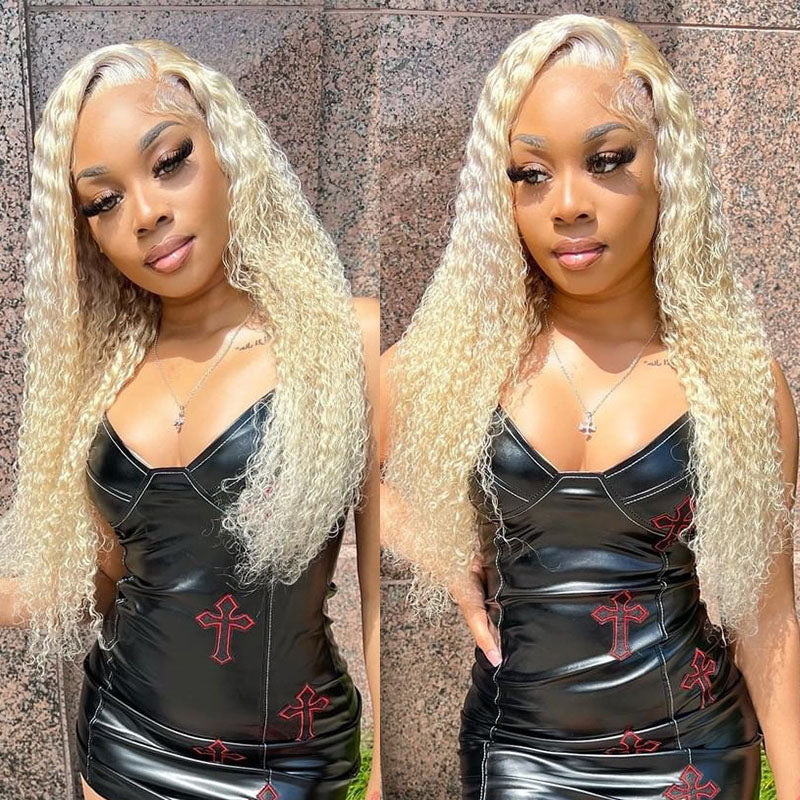 Wesface Curly 613 Blonde Color 13x6 Lace Front Wig Human Hair Wig