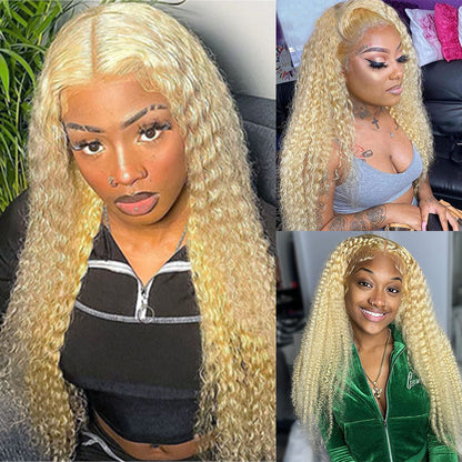 Wesface Curly 613 Blonde Color 13x6 Lace Front Wig Human Hair Wig