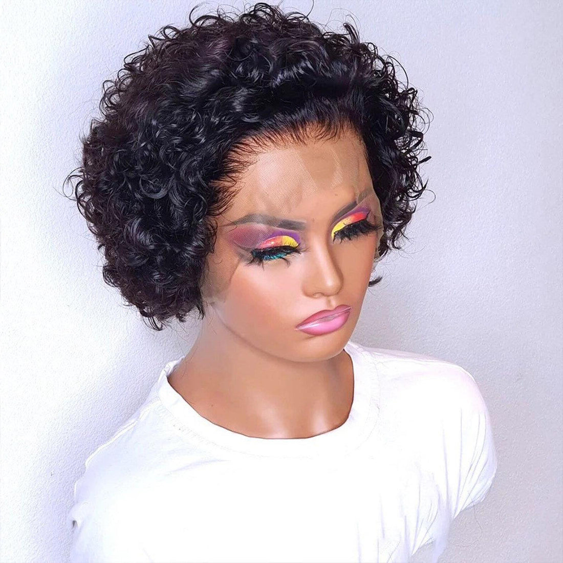 Wesface Hair Curly 8 Inch Lace Front  Bob Stylish Human Hair Wig