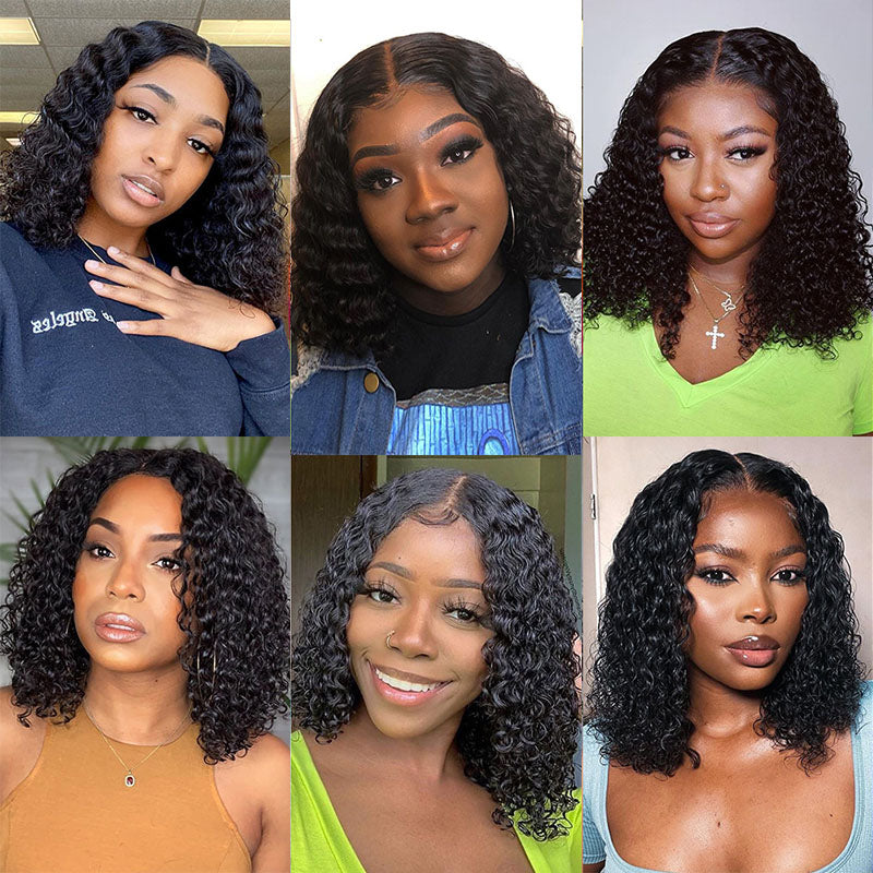 Wesface Curly Lace Bob Wig 10-16 Inch Human Hair Wig