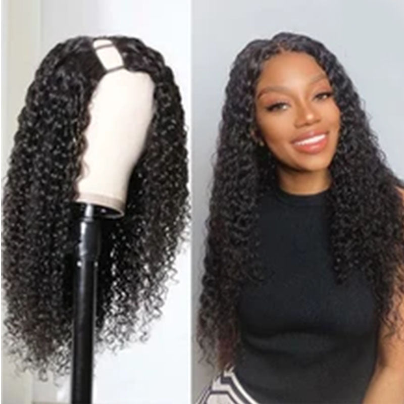 Wesface Curly U Part Wig Human Hair Wig 180% Density