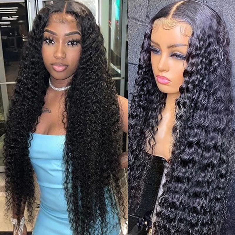 Wesface Deep Wave 13x6 Lace Front Wig Peruca de cabelo humano preto natural