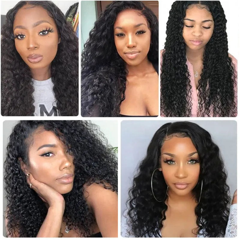 Wesface Deep Wave 3 Bundles Hair Weft With 13x4 Lace Frontal Human Hair