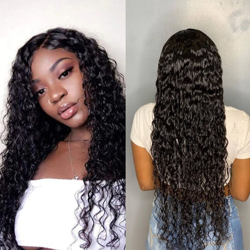 Wesface Deep Wave 3 Bundles Hair Weft With 13x4 Lace Frontal Human Hair