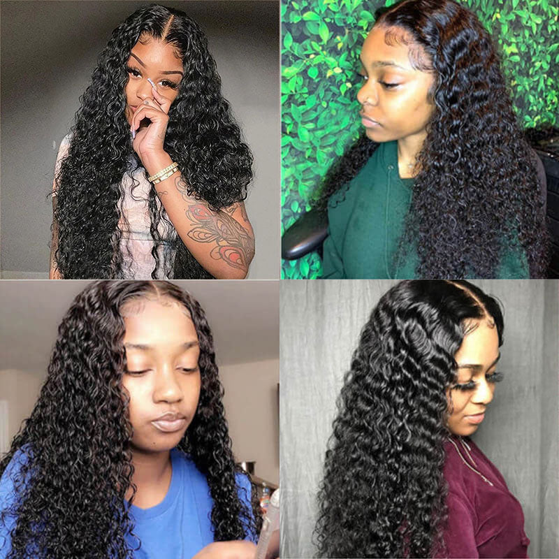 Wesface Hair Deep Wave Full Lace Wig 16-30Inch Natural Black Human Hair Wig
