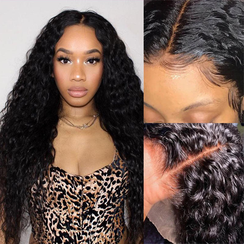 Wesface Hair Deep Wave Full Lace Wig 16-30 Inch Natural Black Human Hair Wig