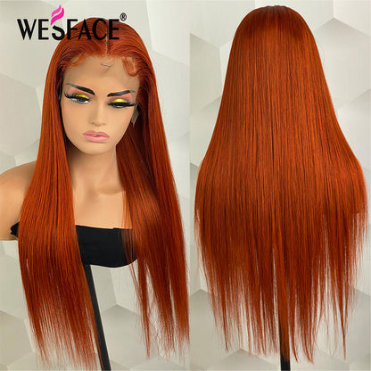 Wesface Ginger Orange Color Straight 13x4 Lace Front Human Hair Wig
