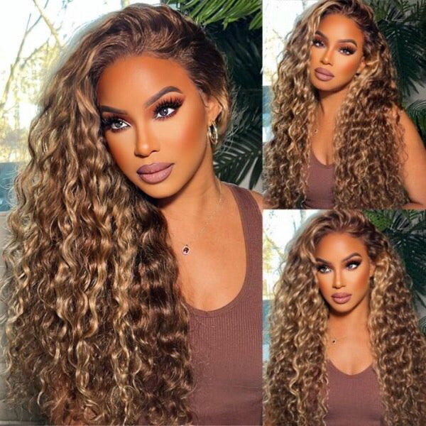 Wesface Highlight Water Wave P4/27 Color 13x6 Lace Front Human Hair Wig
