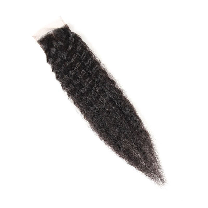 Wesface Kinky Straight 1 Pcs 4x4 Lace Closure Natural Black Human Hair