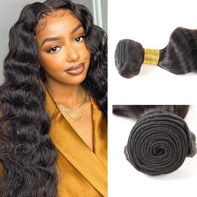 Wesface Loose Deep Wave 1 Pcs Bundle Natural Black Human Virgin Hair