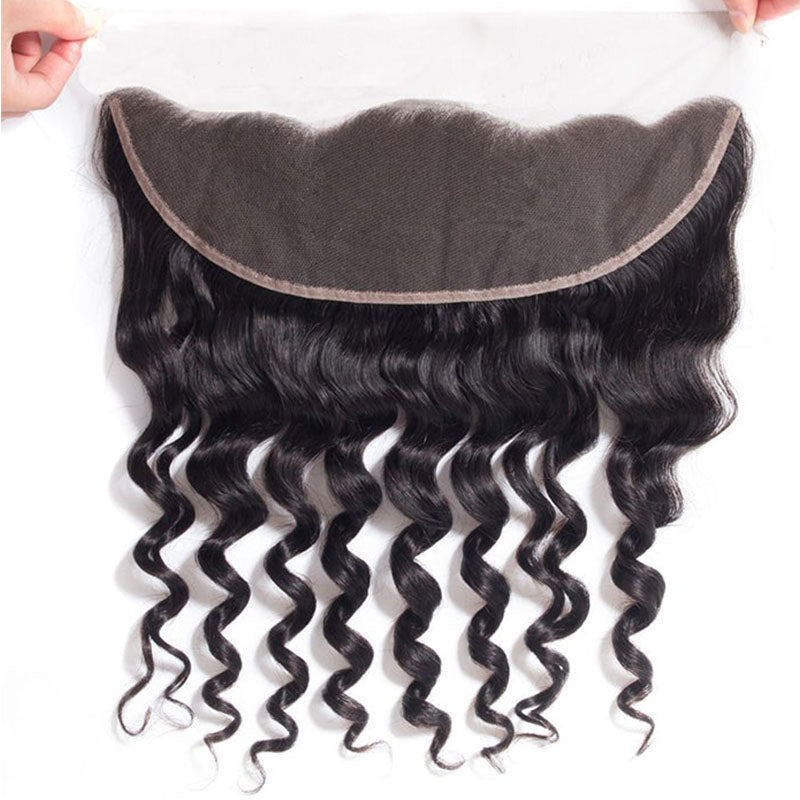 Wesface Loose Deep Wave 1 Pcs 13x4 Lace Frontal Natural Black Human Virgin Hair