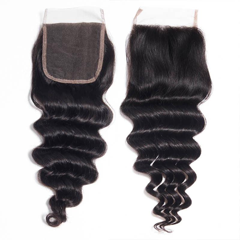 Wesface Loose Deep Wave 3 Pcs Bundles Hair Weft With 4x4 Lace Closure Natural Black Human Virgin Hair