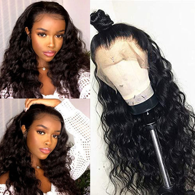 Wesface Hair Loose Deep Wave Full Lace Wig Natural Black Human Hair Wig