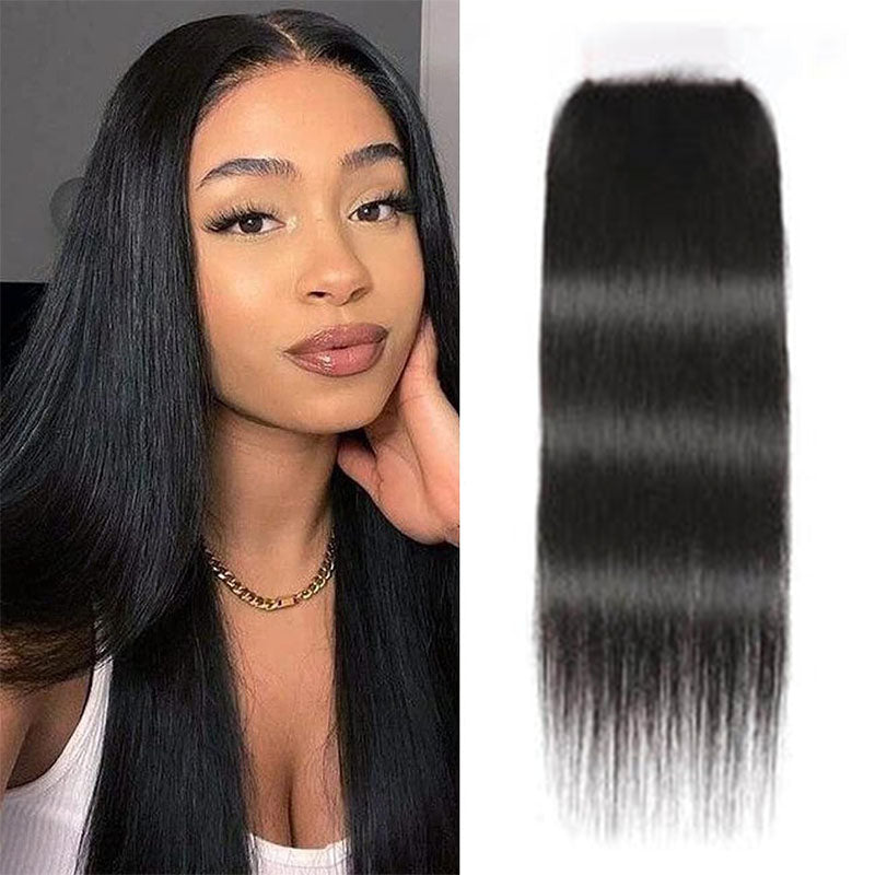 Wesface Straight 1 Pcs 4x4 Lace Closure Natural Black Human Virgin Hair