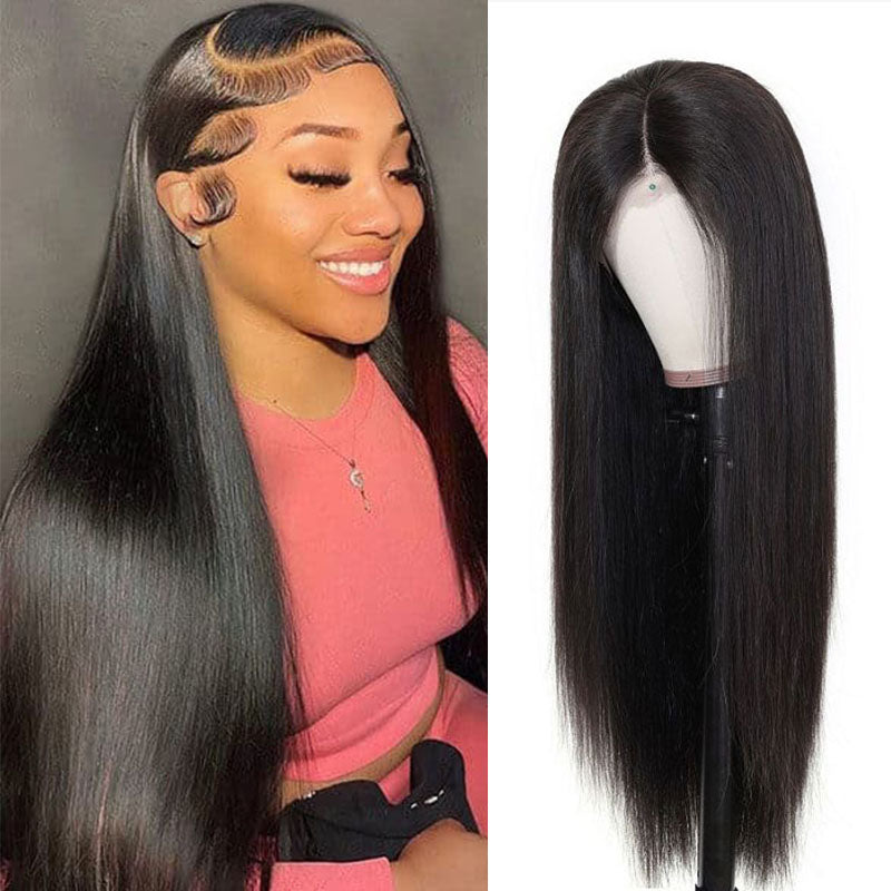 Wesface Straight 13x6 Lace Front Wig Natural Black Human Hair Wig
