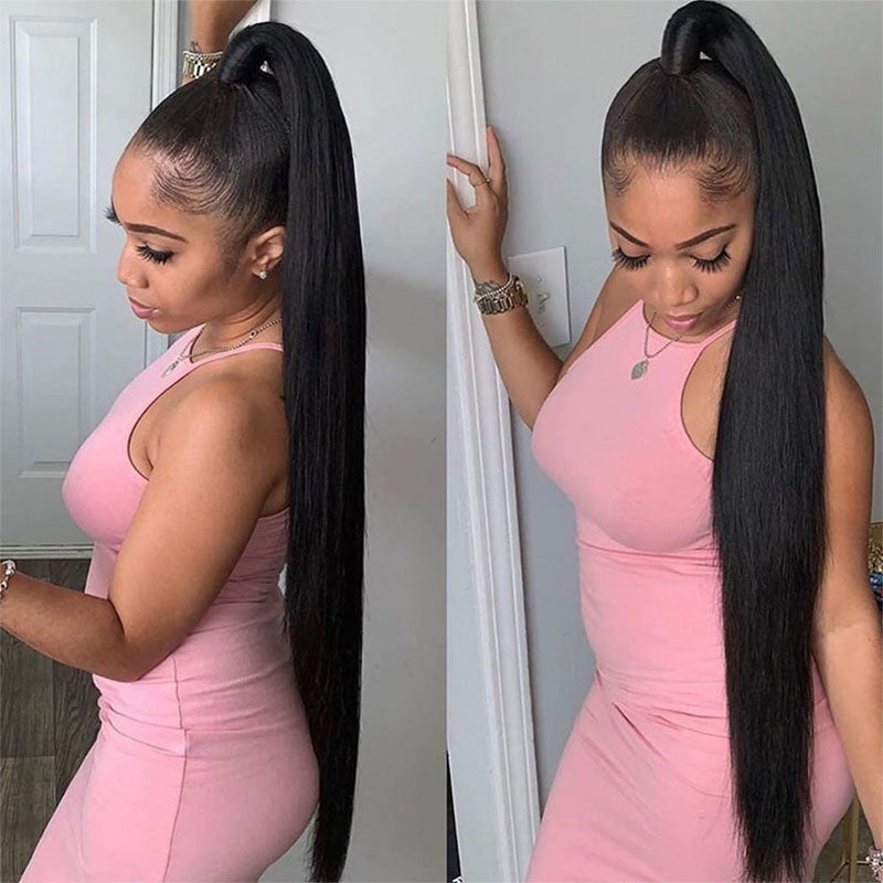 Wesface Straight 360 Lace Frontal Wig Natural Black Human Hair Wig