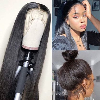 Wesface Straight 360 Lace Frontal Wig Natural Black Human Hair Wig