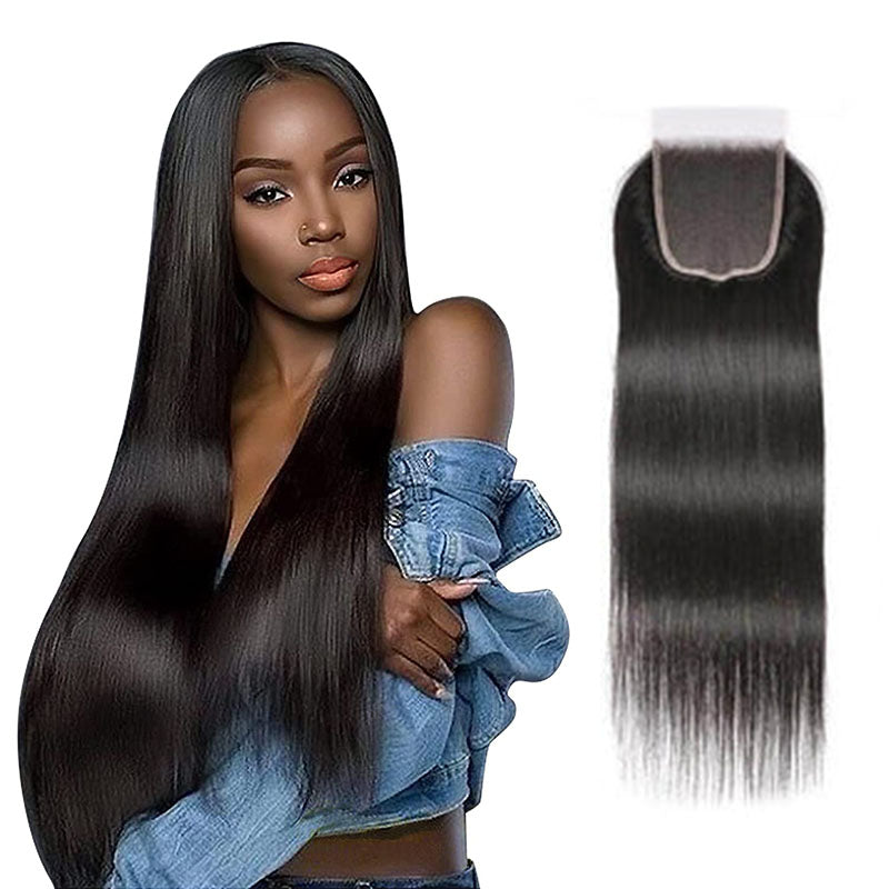 Wesface Straight 4 Pcs Bundles Hair Weft With 4x4 Lace Closure Human Hair