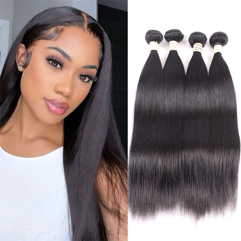 Wesface Straight 4 Pcs Bundles Natural Color Human Hair