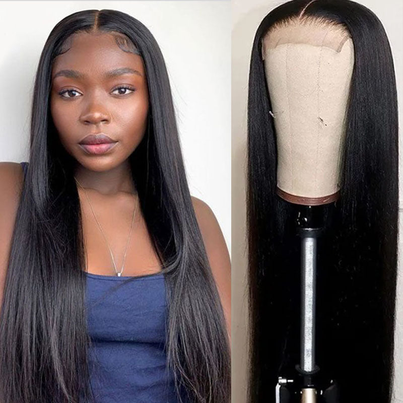 Wesface Straight 4x4 Lace Closure Wig Natural Black Human Hair Wig