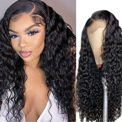 Wesface Water Wave 13x4 Lace Front Wig Natural Black Human Hair Wig