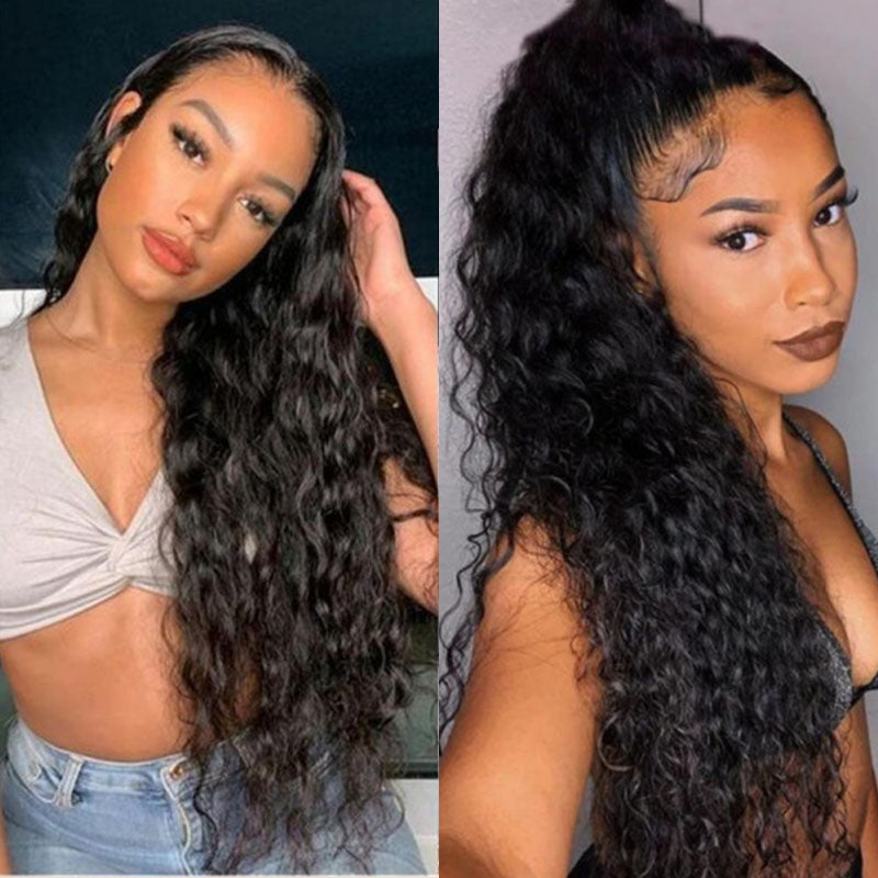 Wesface Water Wave 13x4 Lace Front Wig Natural Black Human Hair Wig