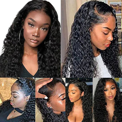 Wesface Water Wave 3 Bundles Hair Weft With 4x4 Lace Closure Natural Black