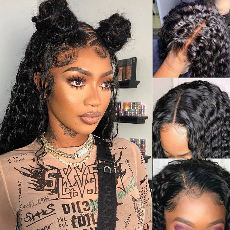 Wesface Water Wave 360 Lace Frontal Wig Natural Black Human Hair Wig