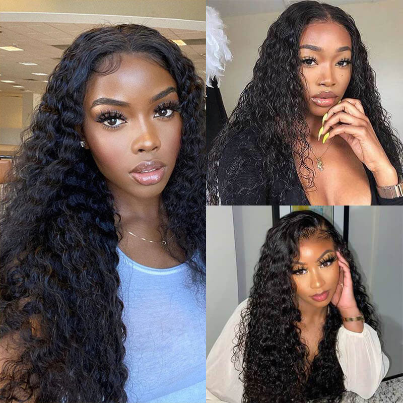 Wesface Water Wave 4 Bundles Hair Weft With 13x4 Lace Frontal Human Hair