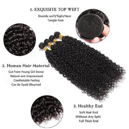 Wesface Water Wave 4 Bundles Human Hair Natural Black