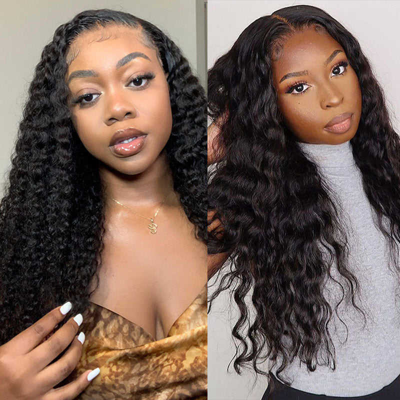Wesface Water Wave 4x4 Lace Closure Wig Natural Black Human Hair Wig