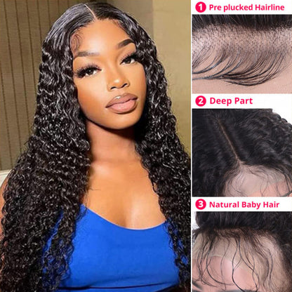 Wesface Hair Water Wave Full Lace Wig Natural Black Human Hair Wig