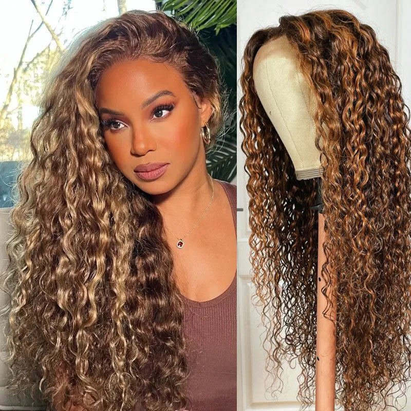 Wesface Water Wave P4/27 Highlight Color 13x4 Lace Front Wig Human Hair Wig
