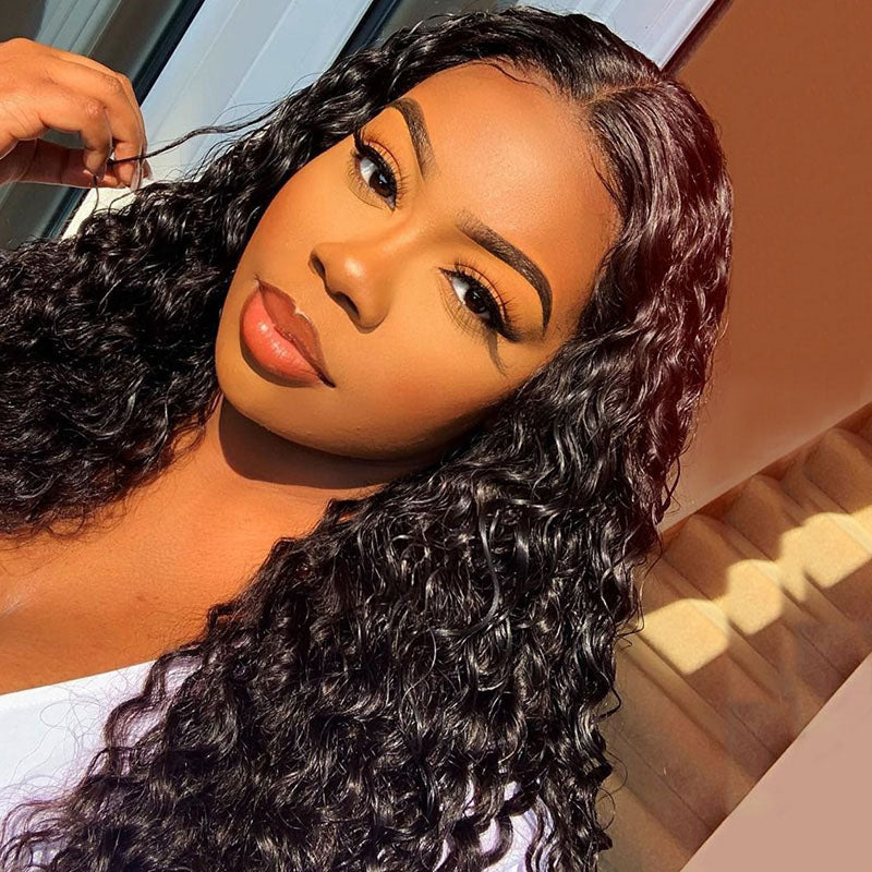 Wesface Water Wave T Part Wig Natural Black Human Hair Wig